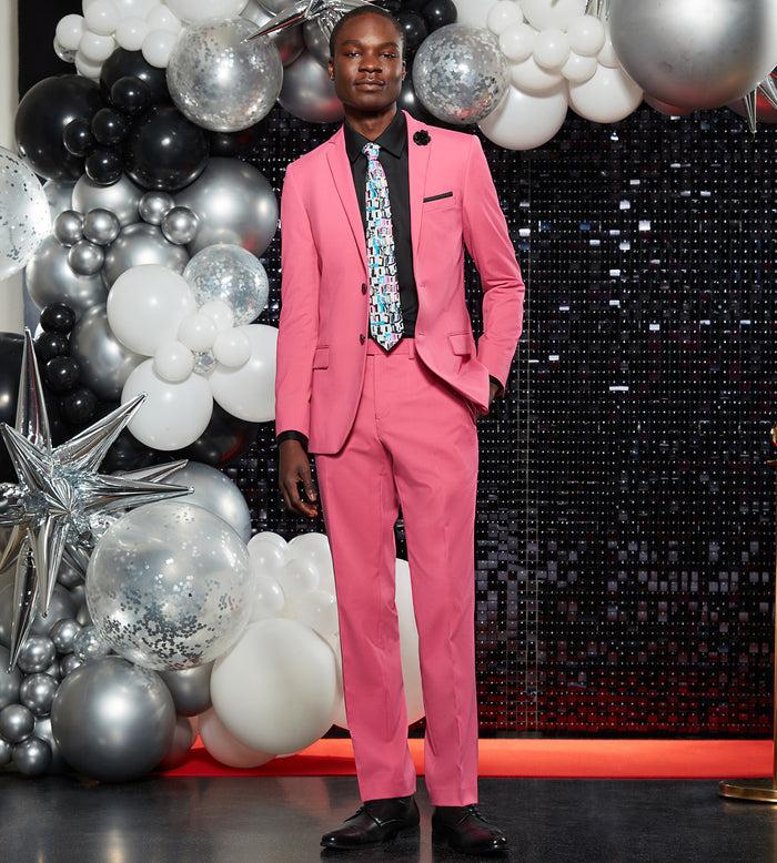 Tip Top Slim Fit Bright Pink Solid Suit