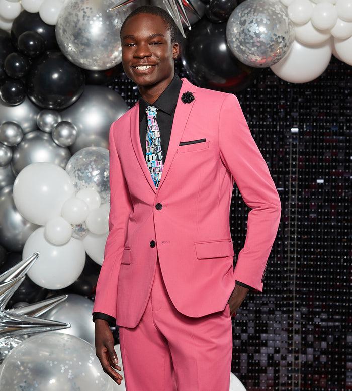 tip top Slim Fit Bright Pink Solid Suit