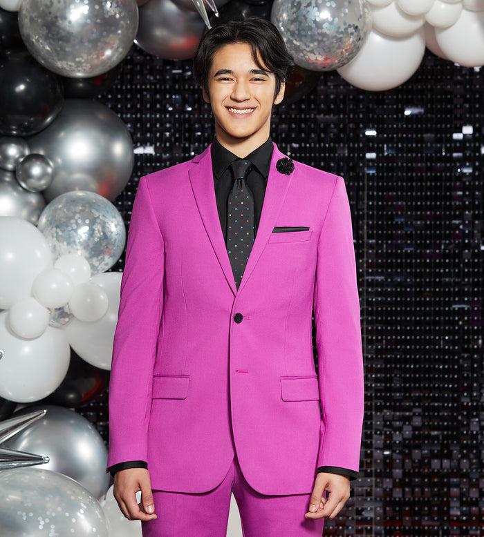 tip top Slim Fit Bright Purple Solid Suit