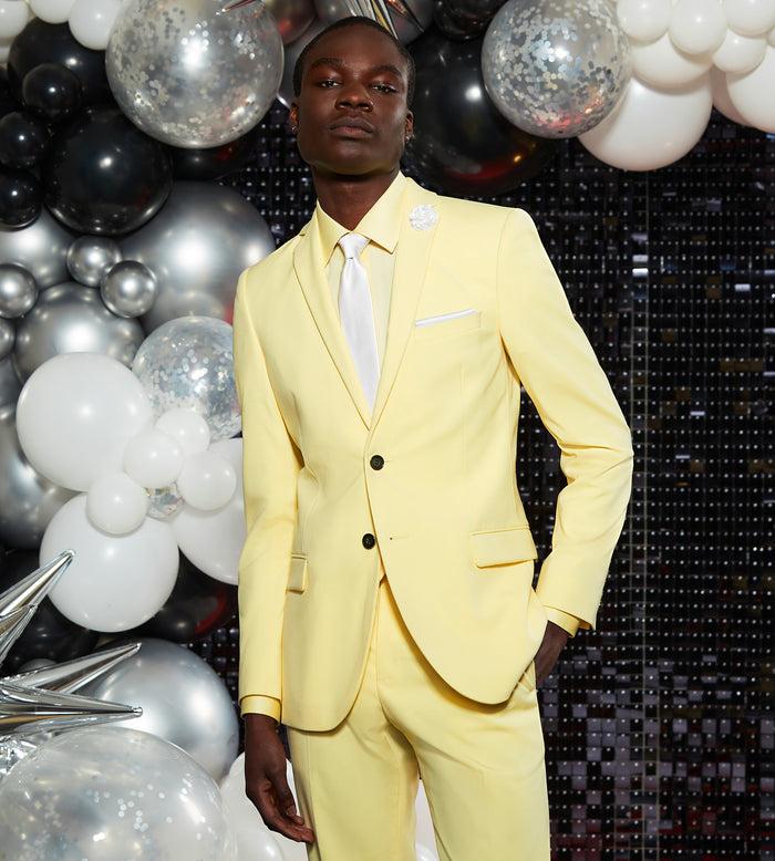 tip top Slim Fit Bright Yellow Solid Suit