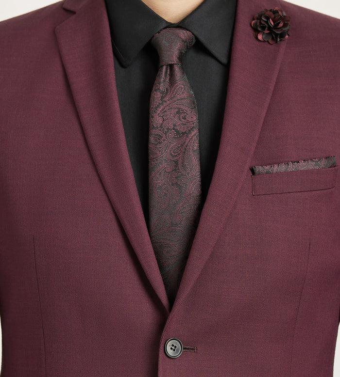 Tip Top Slim Fit Burgundy Solid Suit