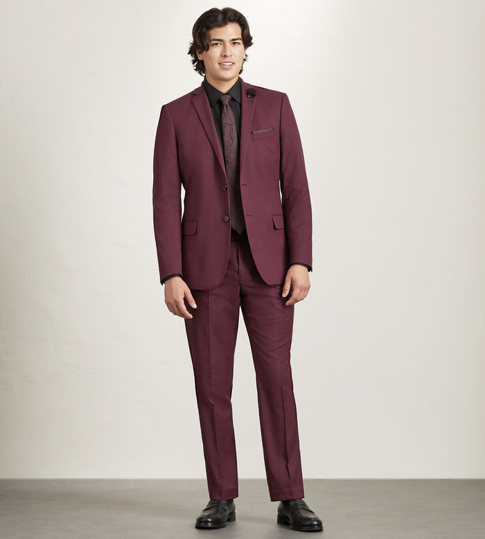 Tip Top Slim Fit Burgundy Solid Suit