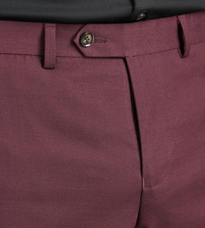 Tip Top Slim Fit Burgundy Solid Suit Pants