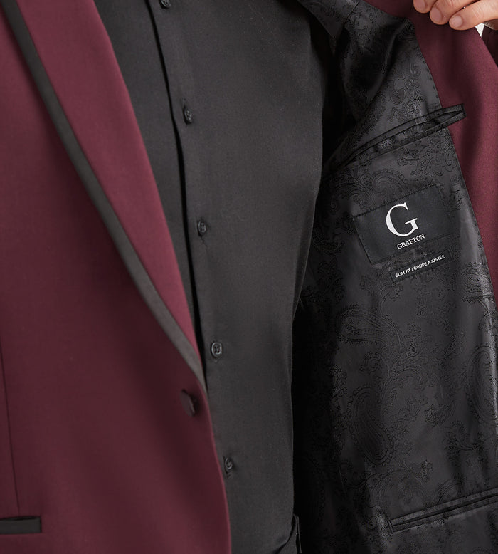 Tip Top Slim Fit Burgundy Solid Tuxedo