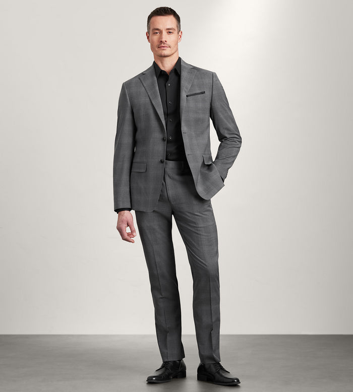 Tip Top Slim Fit Grey Plaid Suit