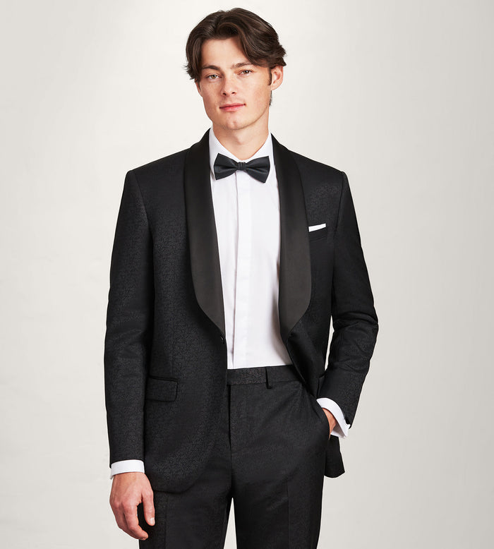 tip top Slim Fit Leaf Jacquard Tuxedo