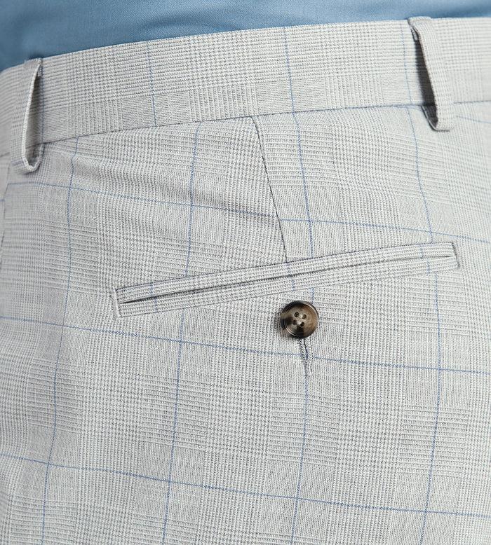 Tip Top Slim Fit Light Grey Plaid Suit Pants