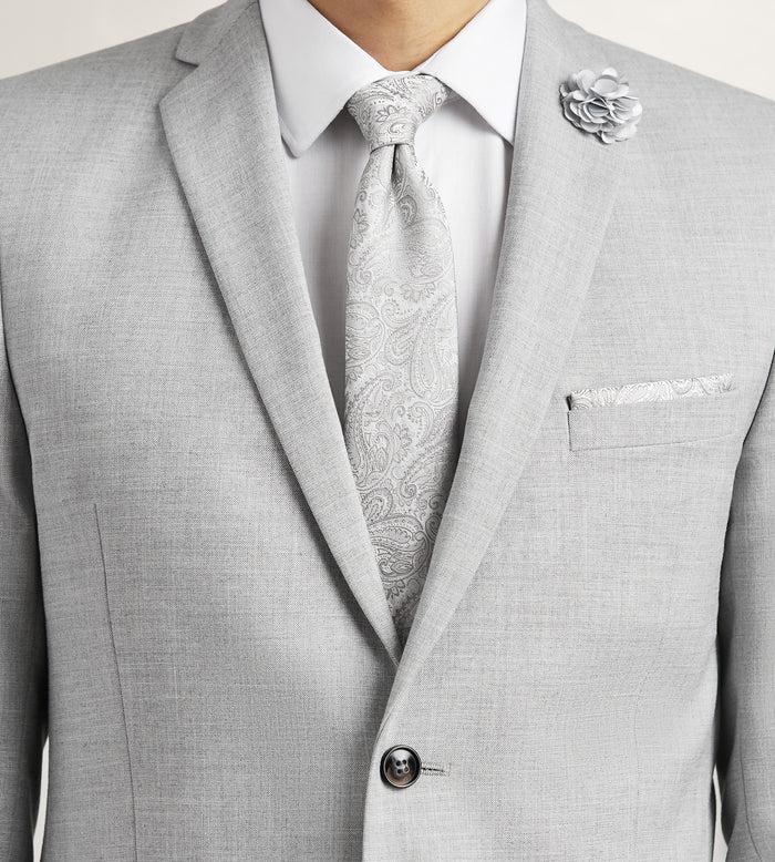 Tip Top Slim Fit Light Grey Solid Suit