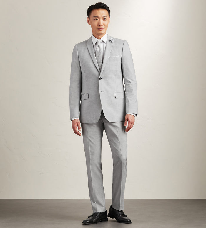 Tip Top Slim Fit Light Grey Solid Suit