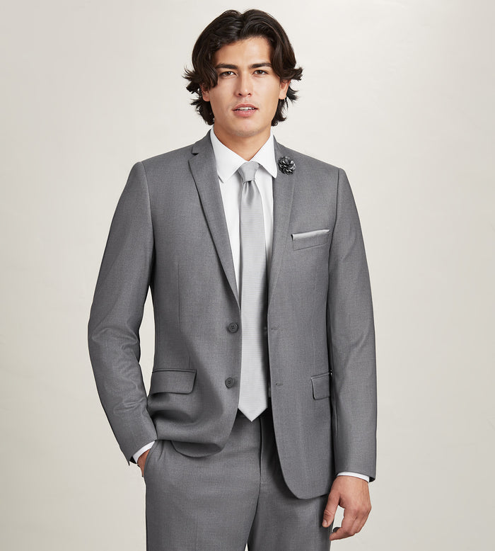 tip top Slim Fit Light Grey Solid Suit