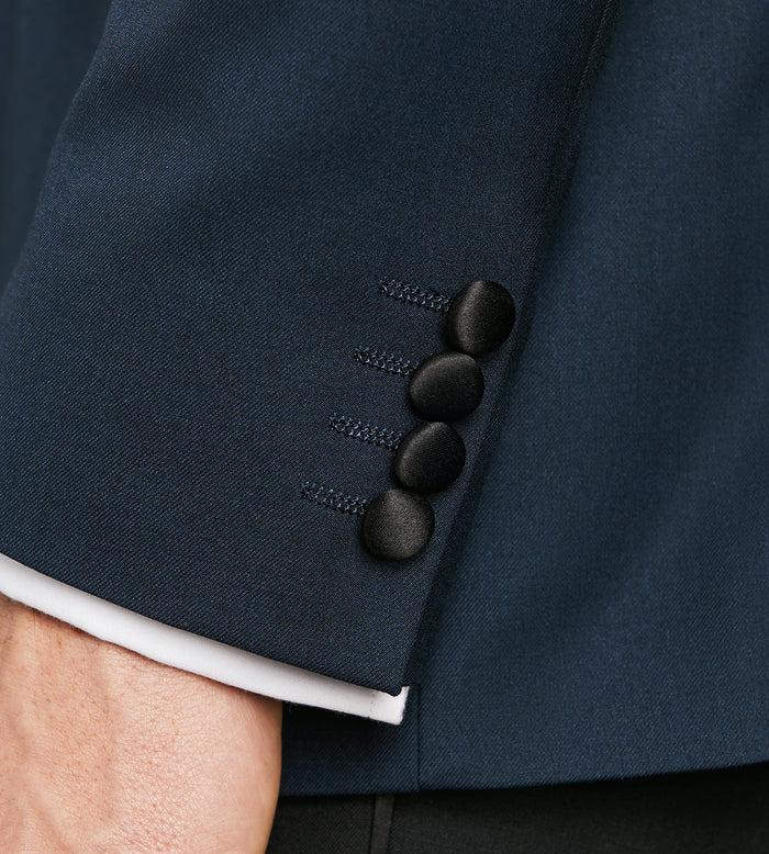 Tip Top Slim Fit Navy Notch Lapel Solid Tuxedo