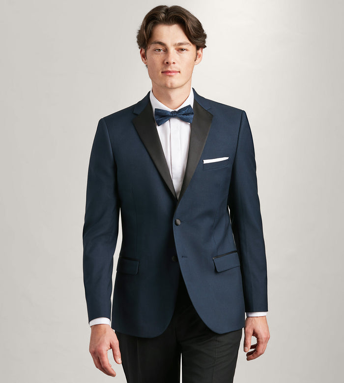 tip top Slim Fit Navy Notch Lapel Solid Tuxedo