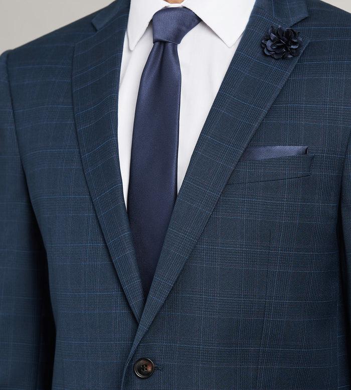 Tip Top Slim Fit Navy Plaid Suit