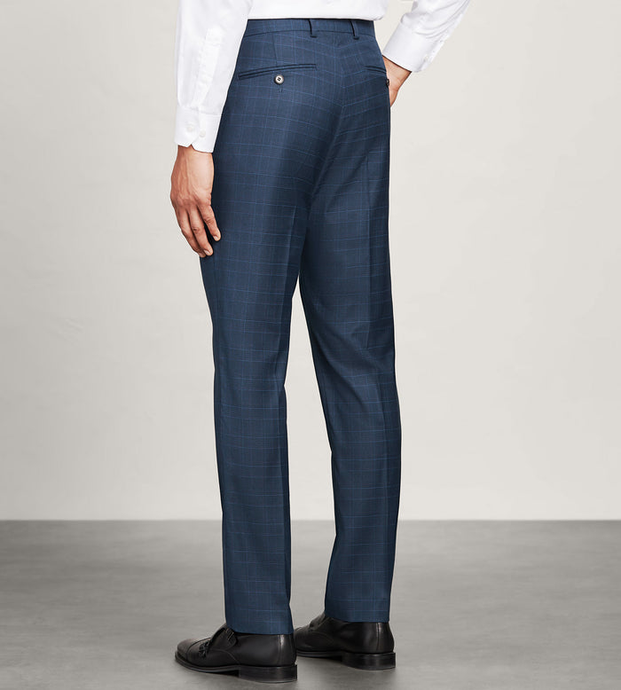 Tip Top Slim Fit Navy Plaid Suit Pants