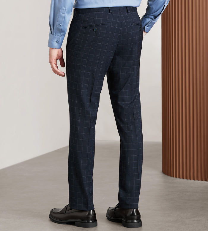 Tip Top Slim Fit Navy Windowpane Suit Pants