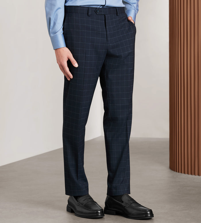 tip top Slim Fit Navy Windowpane Suit Pants