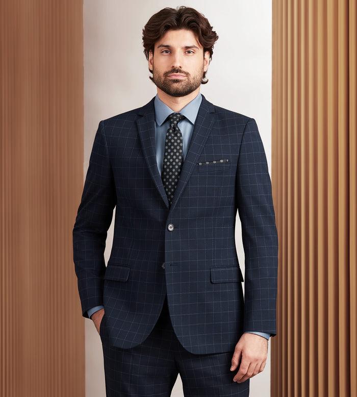 tip top Slim Fit Navy Windowpane Suit