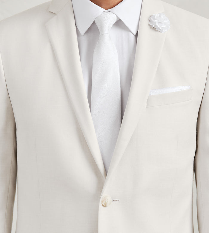 Tip Top Slim Fit Off White Solid Suit