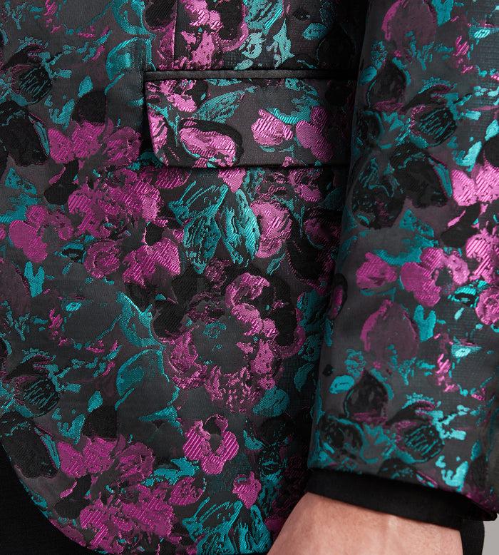 Tip Top Slim Fit Purple Jacquard Tuxedo