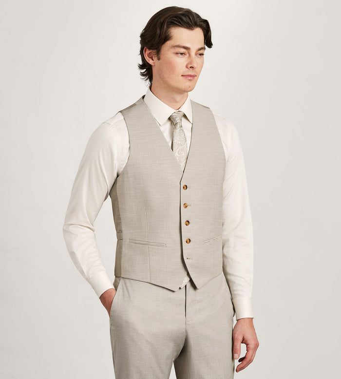 tip top Tan Solid Suit Vest