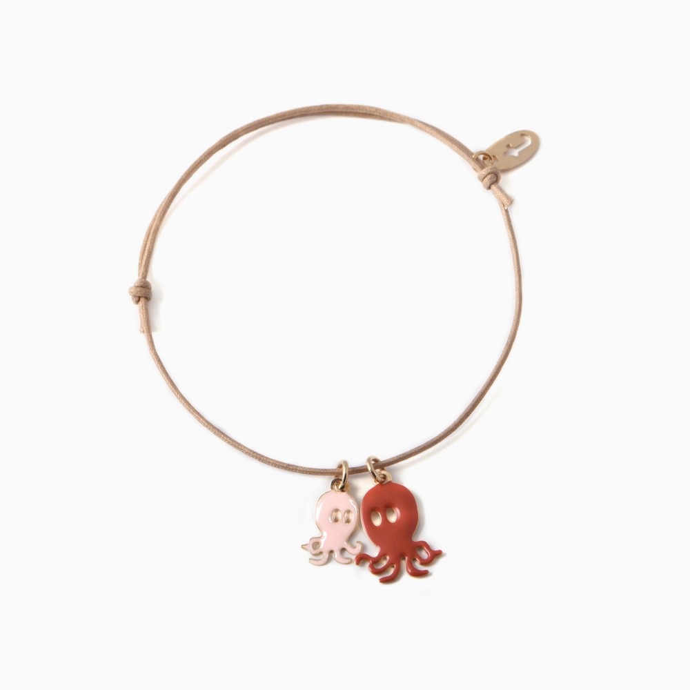 titlee Bracelet Octopus - rose poudré-brique/lien noisette