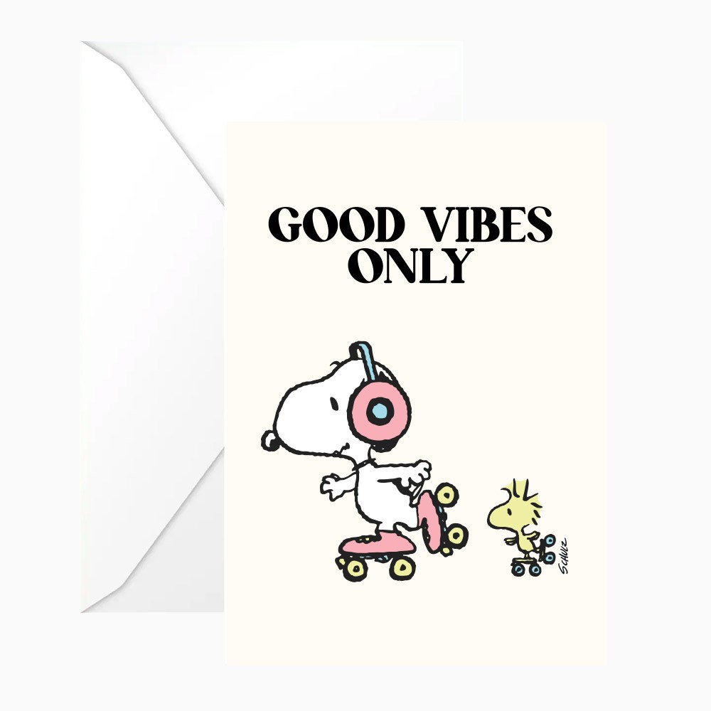 titlee Carte postale double Snoopy "Good vibes only" avec enveloppe