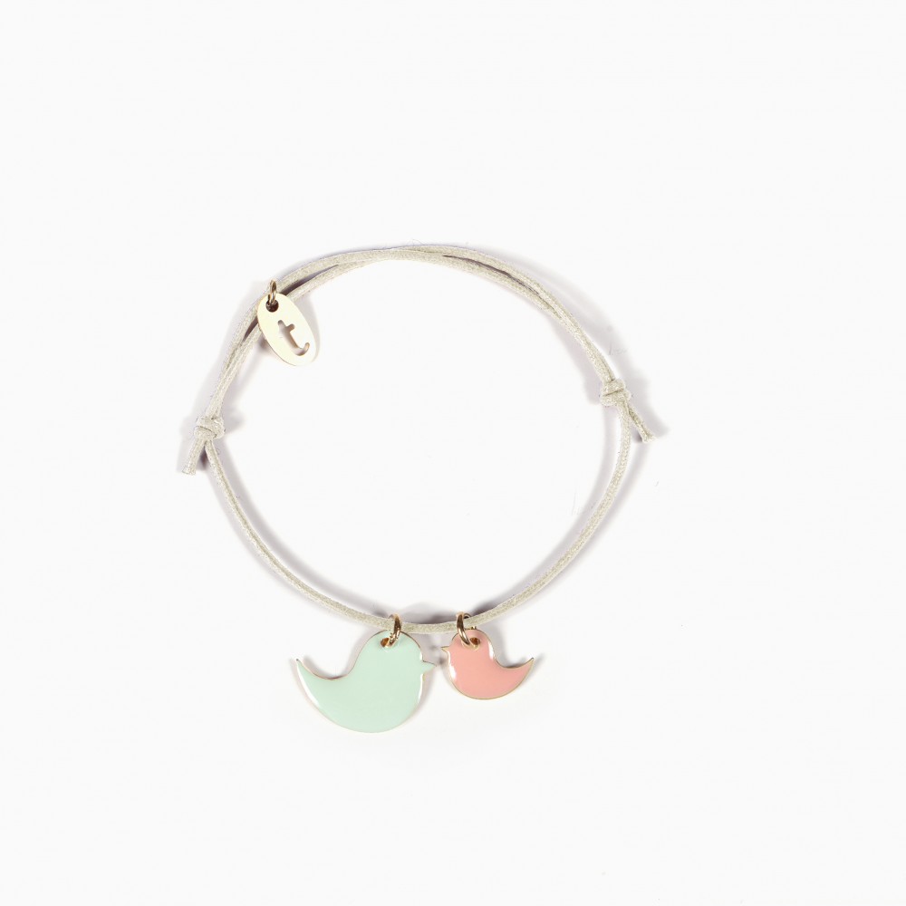 titlee Bracelet Birds - wasabi-pêche