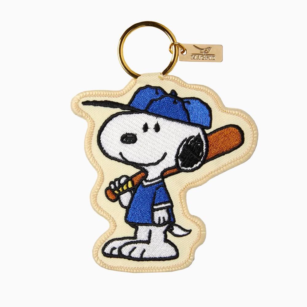 titlee Grand porte-clés brodé Snoopy Baseball