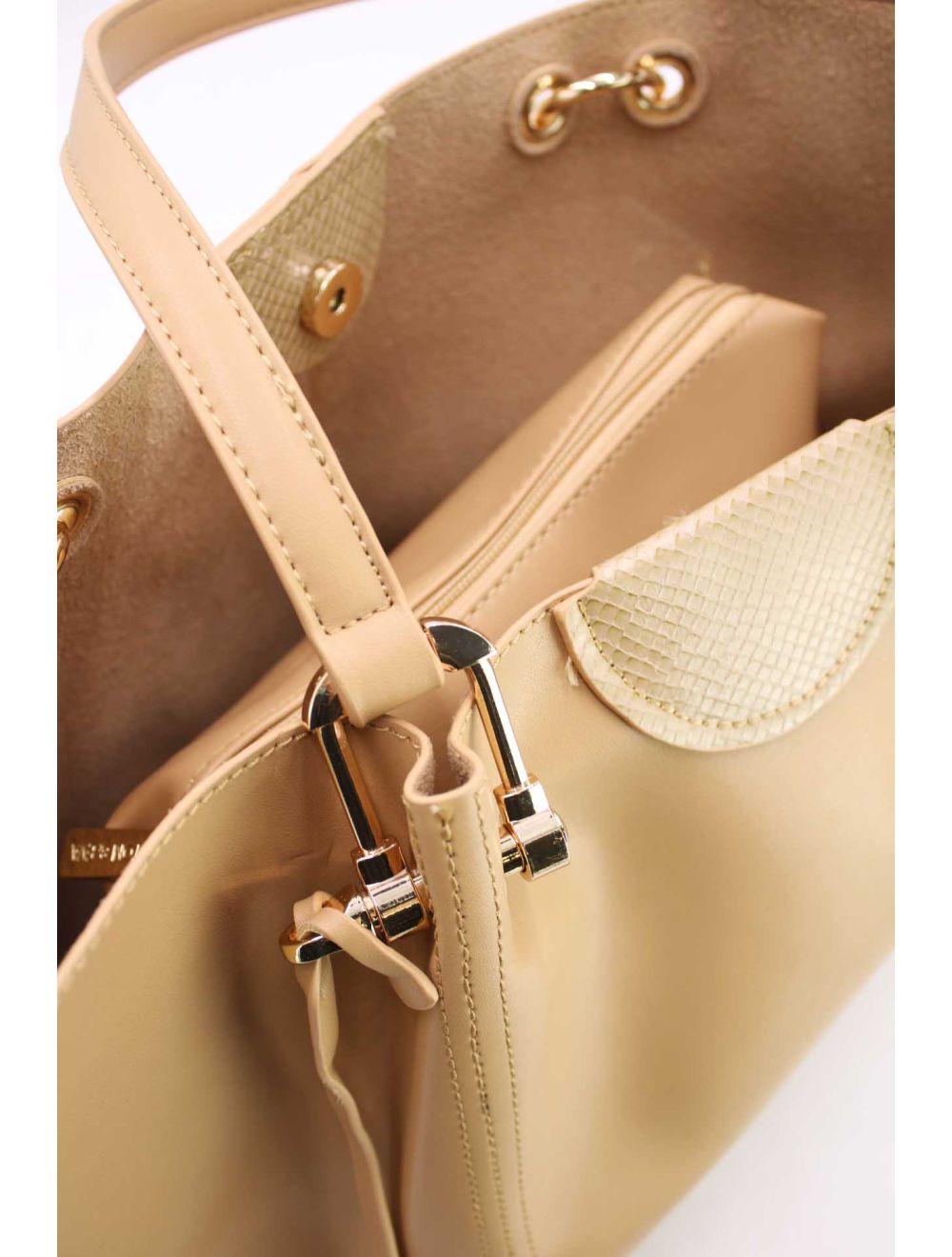 Tom&eva 2 Pièce Set Cabas Classique Effet Cuir 21C-5318-Abricot