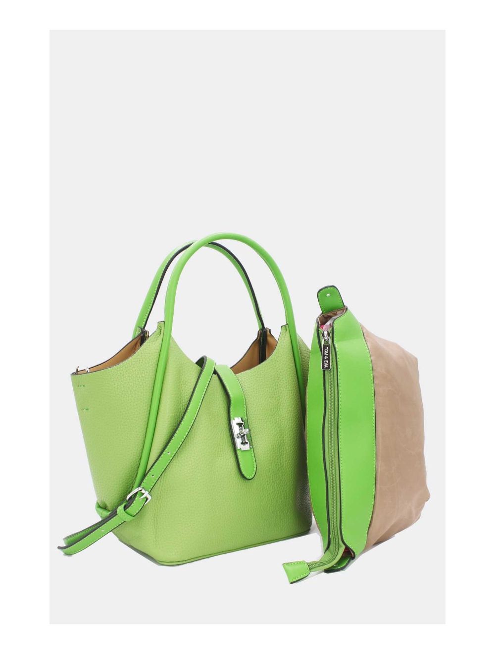 Tom&eva 2 Pièces Set Sac Cabas En Relief Litchi-6910-Vert