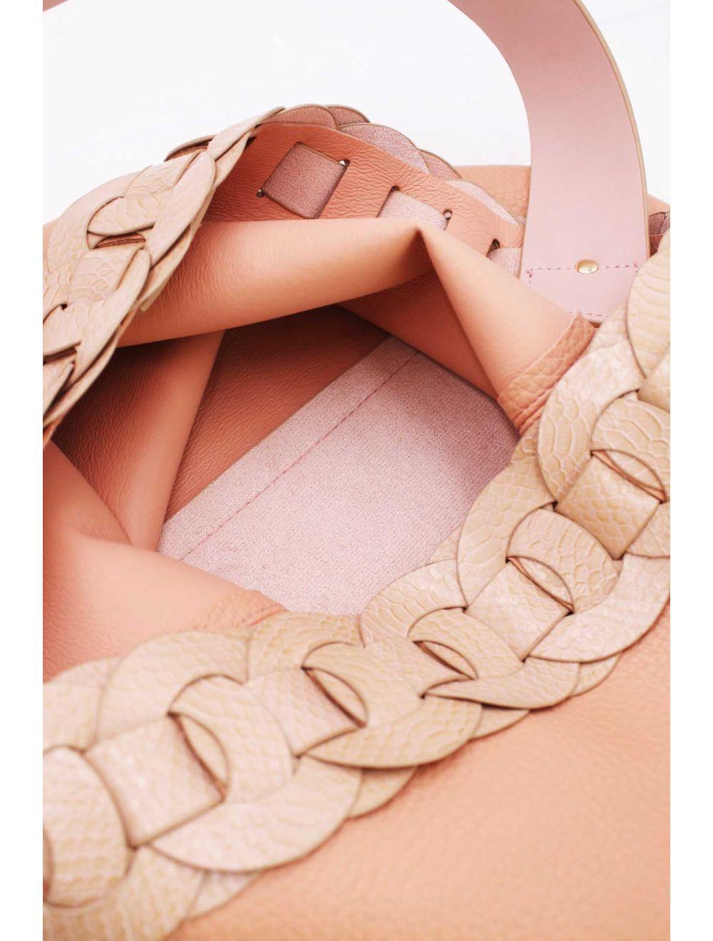 Tom&eva 2 Pièces Set Sac Cabas Fourre-tout Bandoulière Effet Serpent -21C-5039-Pink