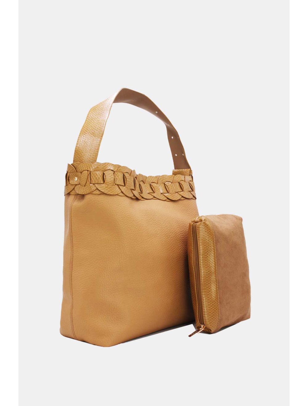 Tom&eva 2 Pièces Set Sac Cabas Fourre-tout Bandoulière Effet Serpent -21C-5039-Khaki