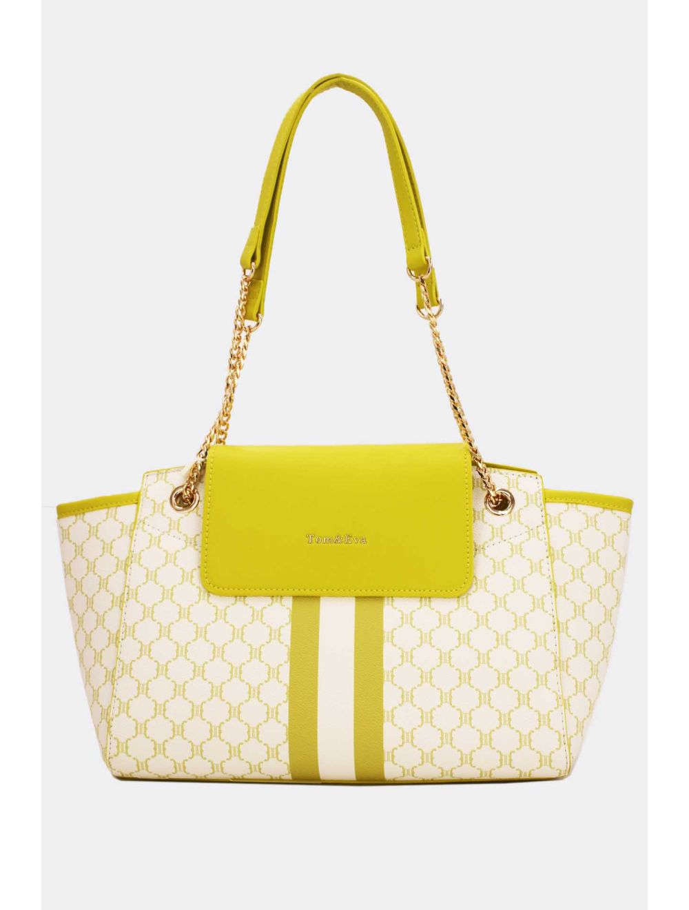 Tom&eva 2 Pièces Set Sac Cabas Monogramme Avec Pochette Amovible-21B-5100-Jaune