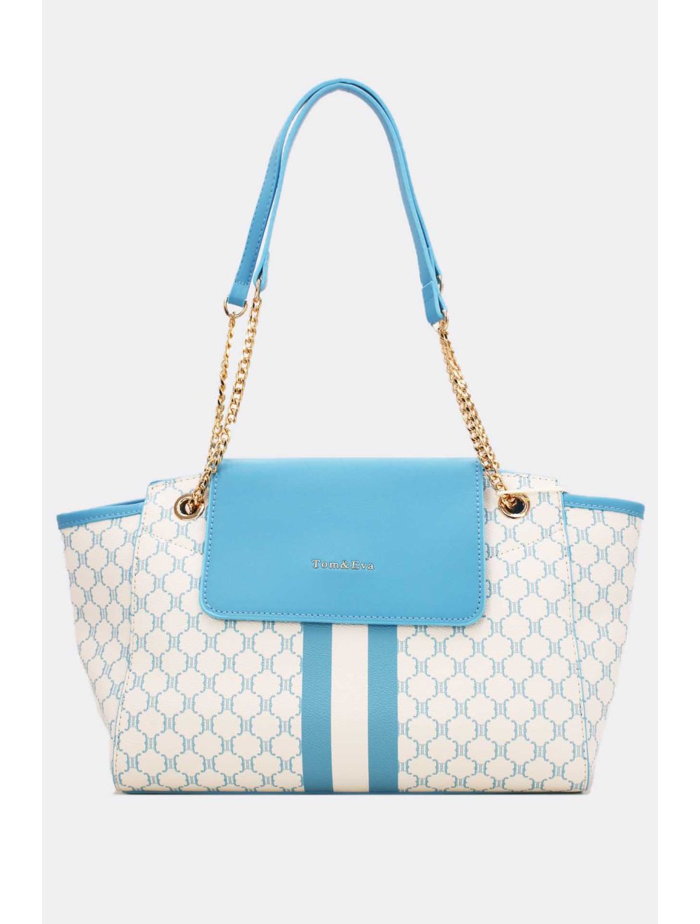 Tom&eva 2 Pièces Set Sac Cabas Monogramme Avec Pochette Amovible-21B-5100-Bleu