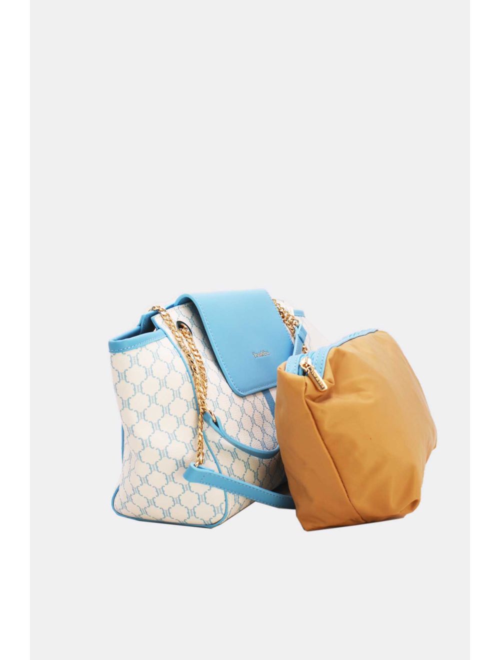 Tom&eva 2 Pièces Set Sac Cabas Monogramme Avec Pochette Amovible-21B-5100-Bleu