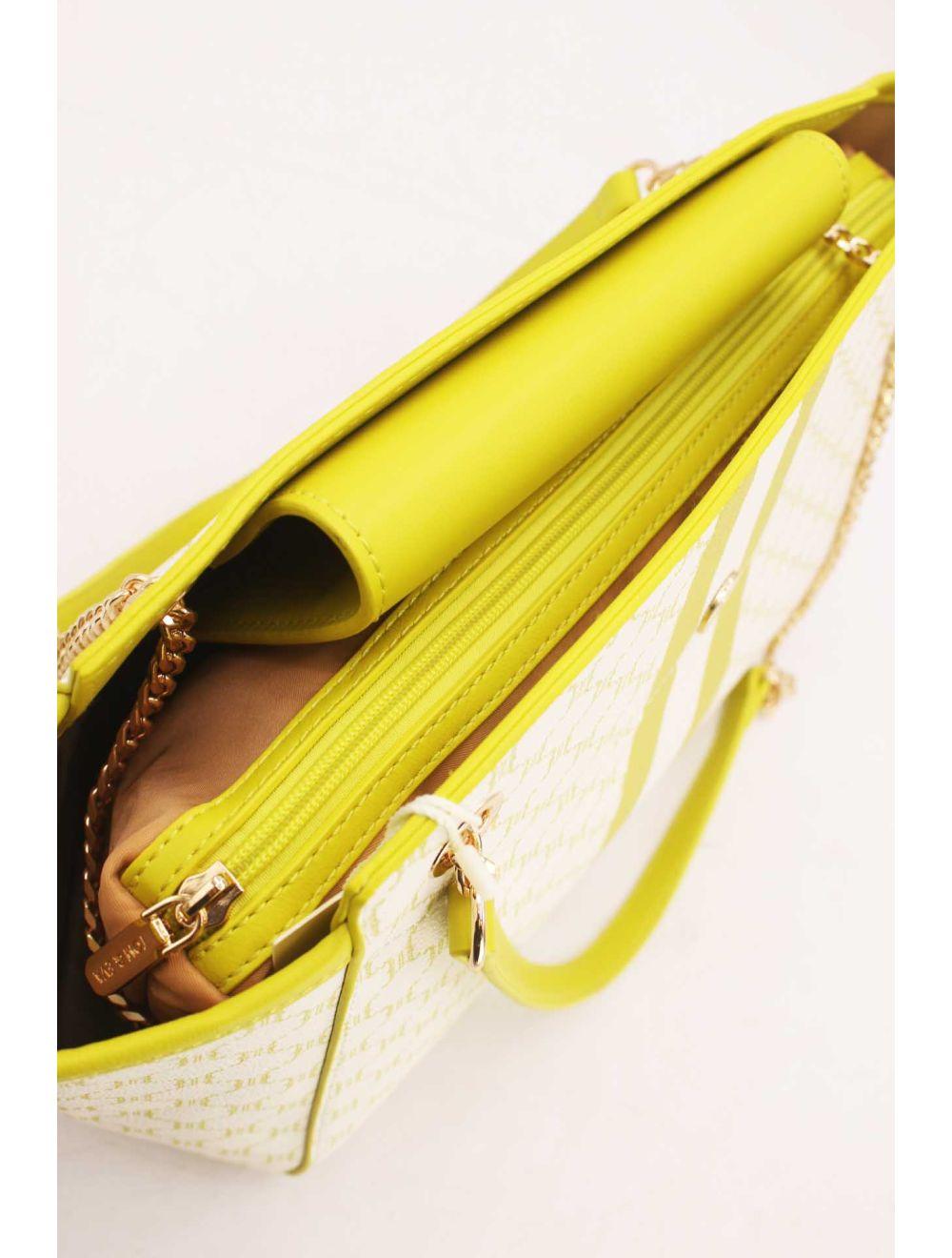 tom&eva 2 Pièces Set Sac Cabas monogramme avec Pochette Amovible-21B-5100-Jaune