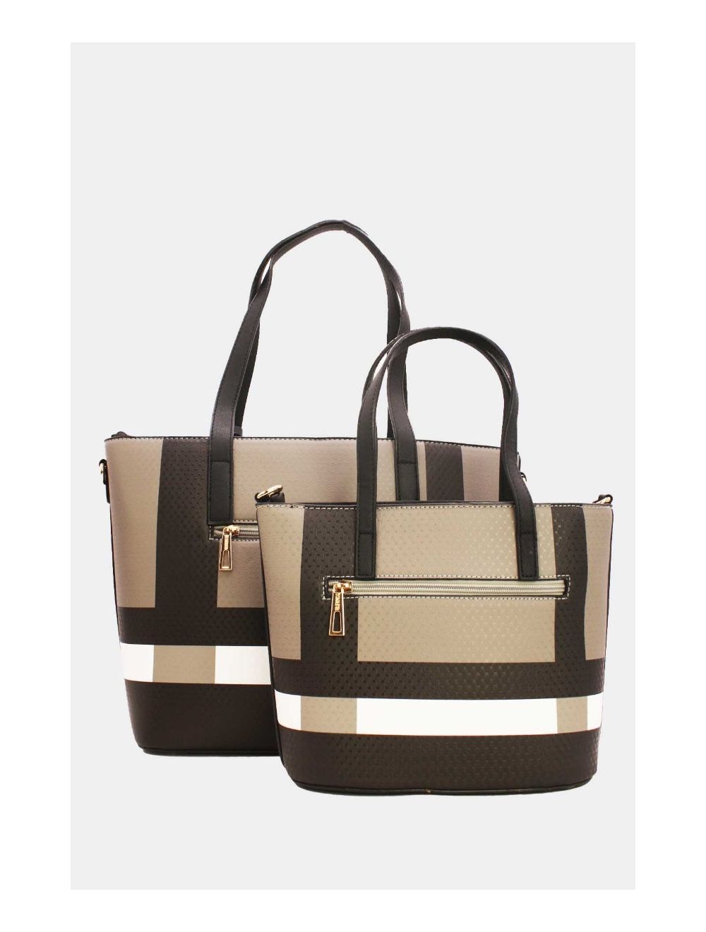 Tom&eva 3 Pièce Set Sac Cabas Effet Cuir Pendentif 17E-1899-Noir