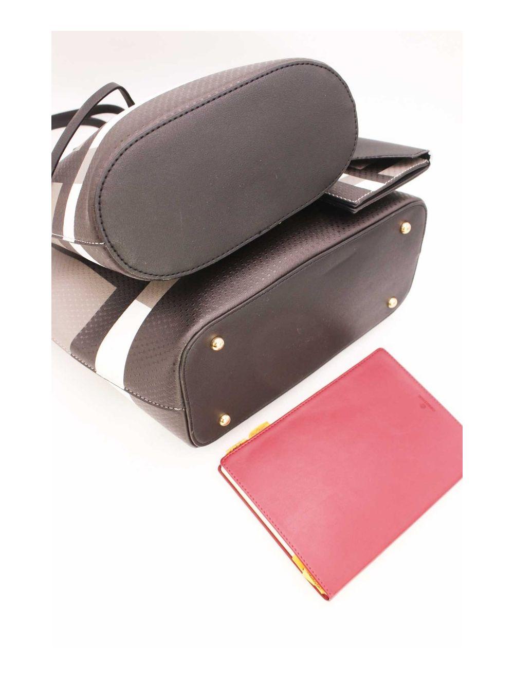 Tom&eva 3 Pièce Set Sac Cabas Effet Cuir Pendentif 17E-1899-Noir