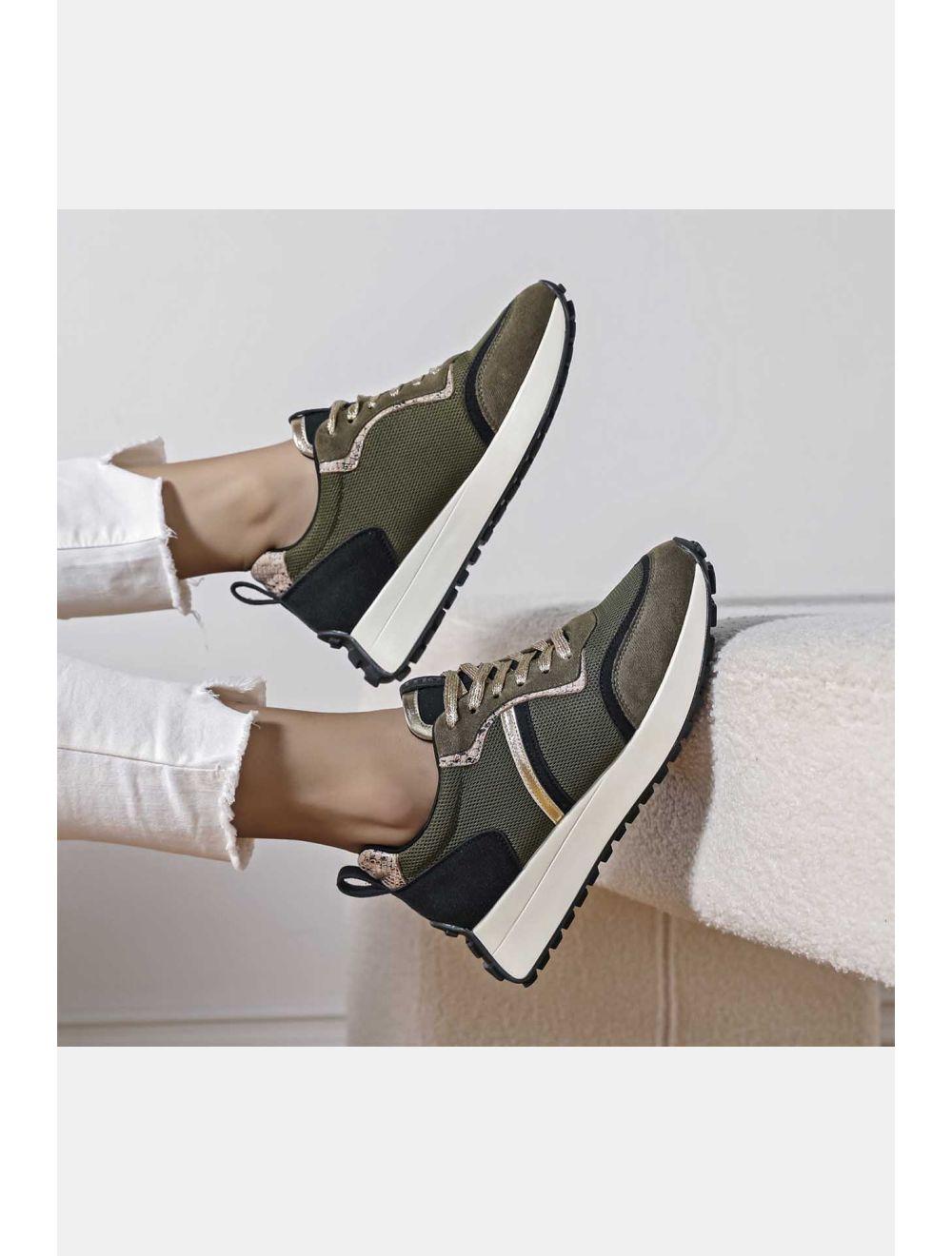 tom&eva Baskets Femmes Couleurs Variées 24CH-KP3507-Kaki