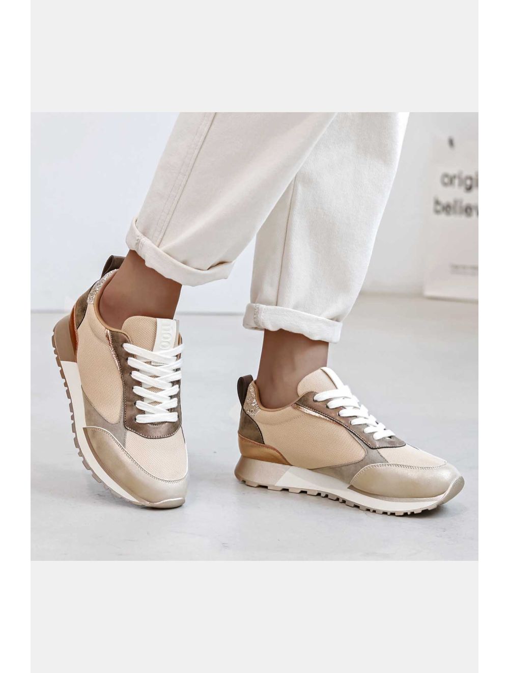 tom&eva Baskets Femmes Couleurs Variées 24CH-KP3529-Beige