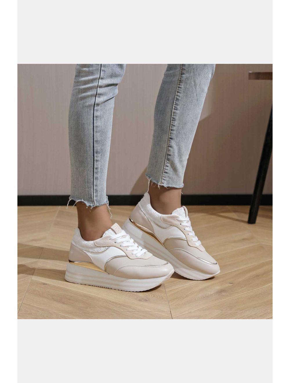 tom&eva Baskets Femmes Couleurs Variées 24CH-KP4766-Beige