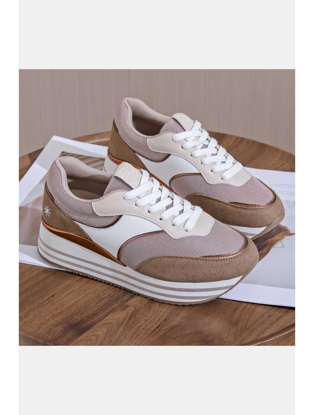 Tom&eva Baskets Femmes Couleurs Variées 24CH-KP4766-Taupe