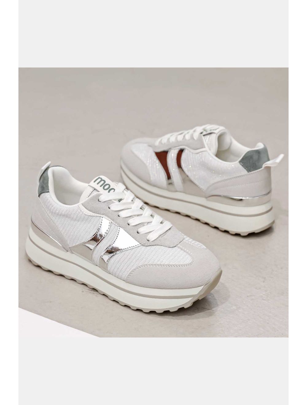 Tom&eva Baskets Femmes Matières Variées 24CH-KP3532-Argenté