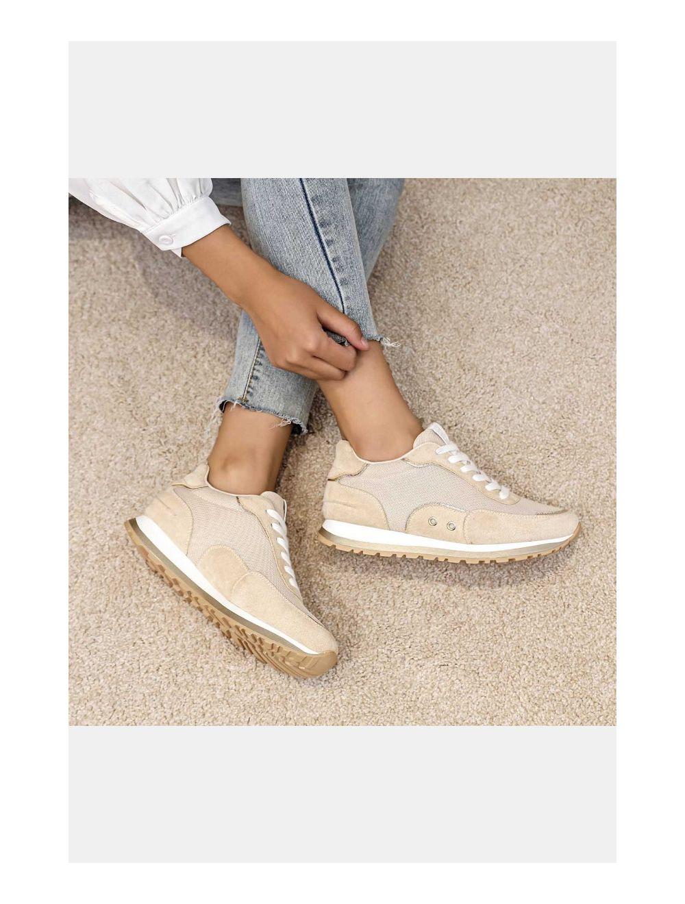 tom&eva Baskets Femmes Matières Variées 24CH-KP4378-Beige