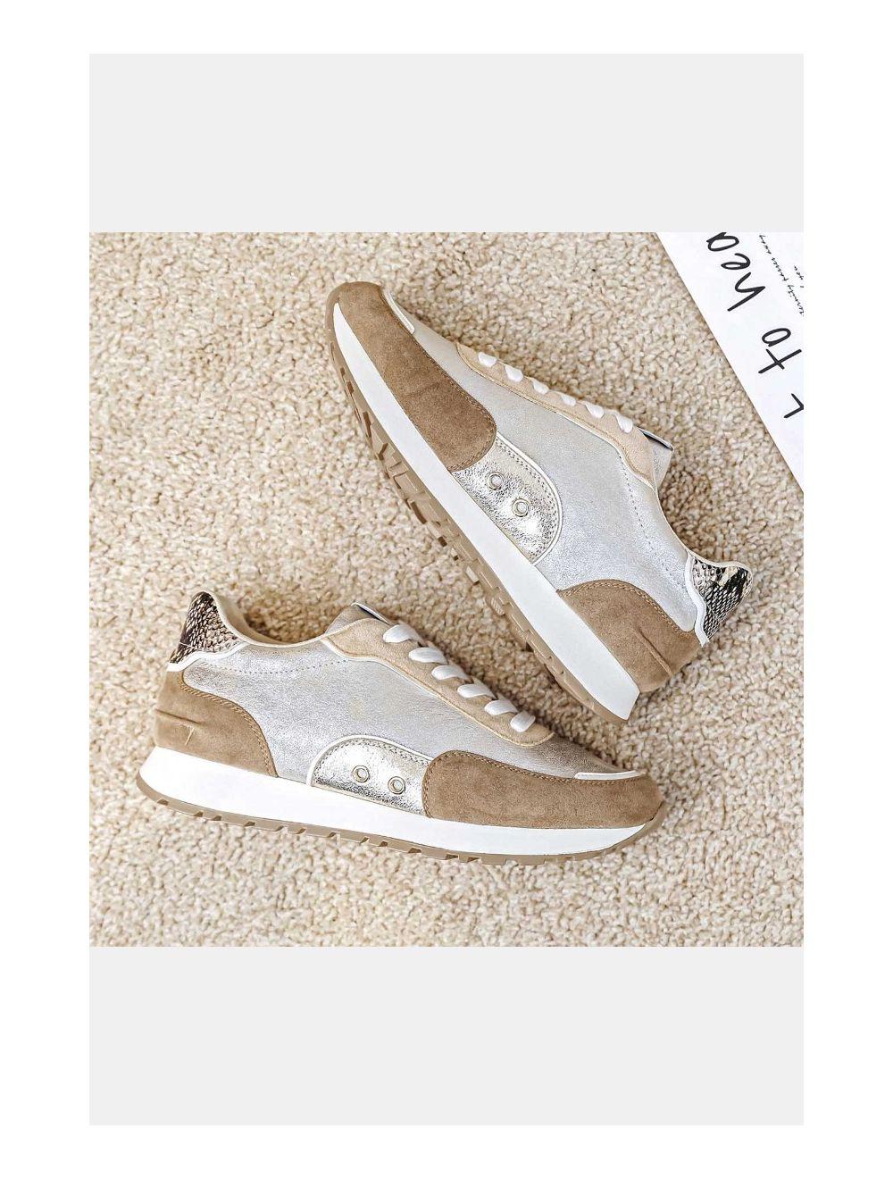 Tom&eva Baskets Femmes Matières Variées 24CH-KP4378-Taupe