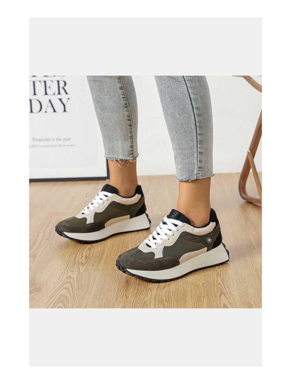 tom&eva Baskets Femmes Matières Variées 24CH-KP4755-Kaki