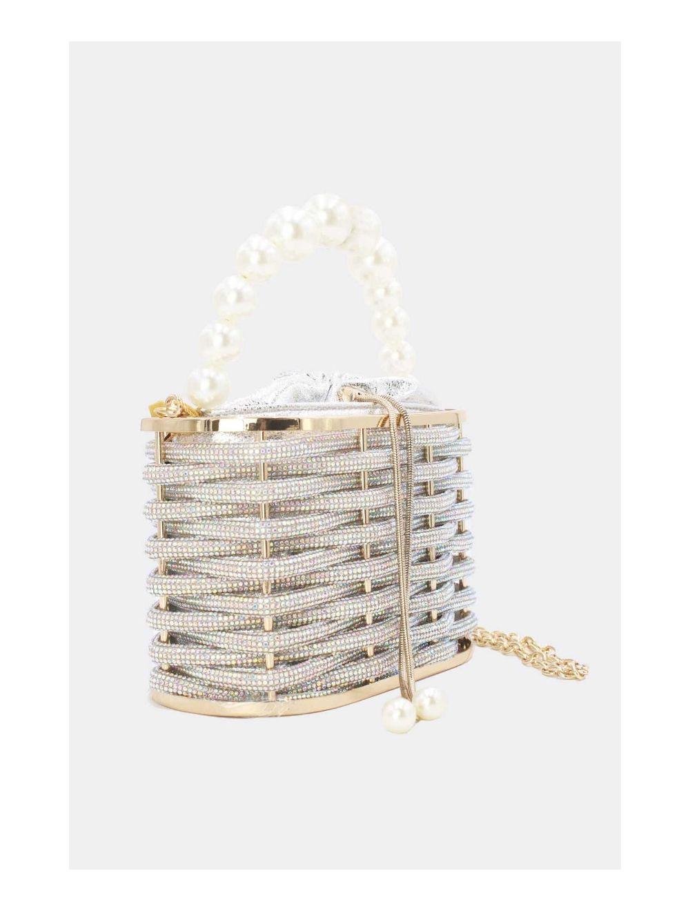 Tom&eva Boîte De Nuit Soirée Et Mariage Strass à Perles 23P-5850-Argenté