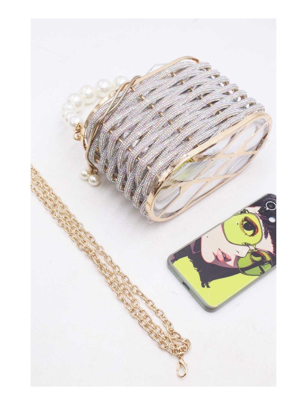 tom&eva Boîte de Nuit Soirée Et Mariage Strass à Perles 23P-5850-Argenté