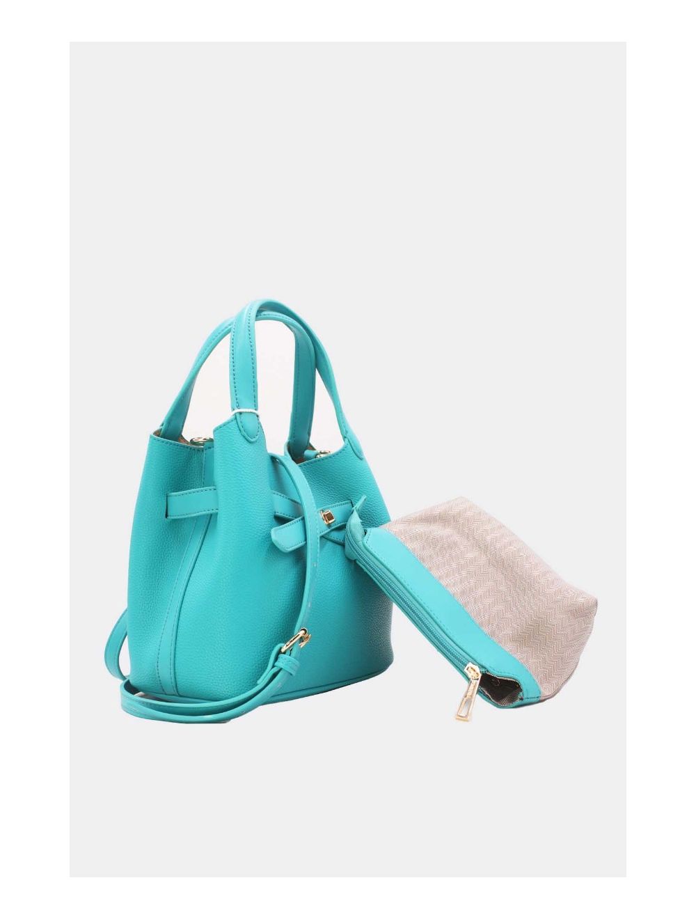 Tom&eva Ensemble 2Pcs Sac Hobo Effet Grainé 6974-Bleu