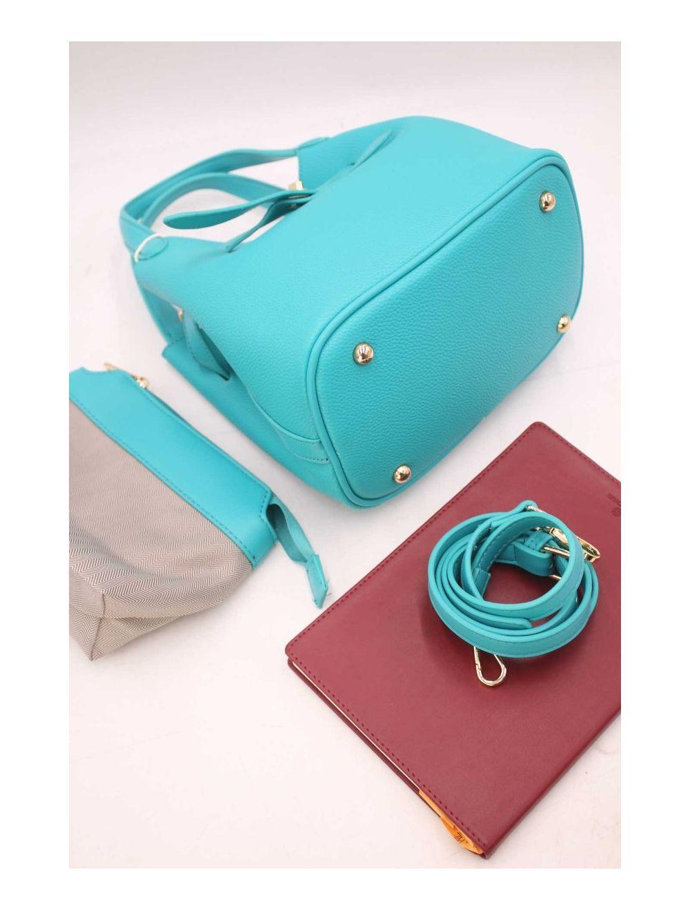 tom&eva Ensemble 2Pcs Sac Hobo Effet Grainé 6974-Bleu